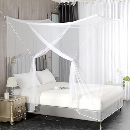 BUZIFU Moskitonetz Doppelbetten 200x200x220cm XXL Mückennetz Bett Rechteckiger Netzvorhang Reise Fliegennetz Moskitonetz Baldachin Mosquito Net Bed für Zuhause Camping Geeignet, 1Einträge