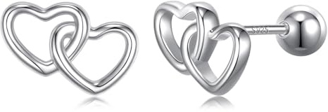 JSGEMSLEE 925 Sterling Silver Stud Earrings con Agujero de Herrillo Para Mujeres y Niñas Oídos Pupila y Cartilago Tragus Joyería Regalos