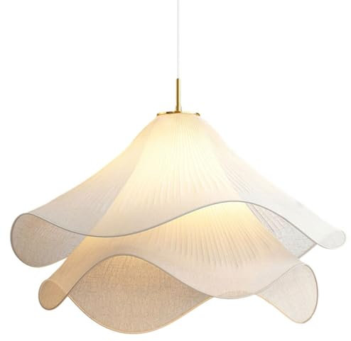 TRJHKMJVV Retro Farmhouse Decoration Cream Petal Fabric Chandelier Warm Romantic Led Pendant Light For Indoor Living Dining Room Bedroom Home Pendant Lamp Kitchen Island Restaurant Cafe Lighting