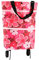 Faltbare Einkaufstasche mit Rädern, 2 In 1 Faltbare Einkaufswagen Wiederverwendbare Einkaufstaschen für Zuhause, Supermarkt, hohe Tragkraft(Color:Rosa Blumen)