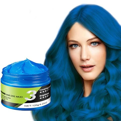 Blue Haarwachs,Temporäre Blau Haarsprayfarbe, Waschbares Crazy Hair Color, Instant-Haarfärbemittel, Natürliche Haarfarbe, Styling-Haarton für Männer, Frauen, Party (Blue)