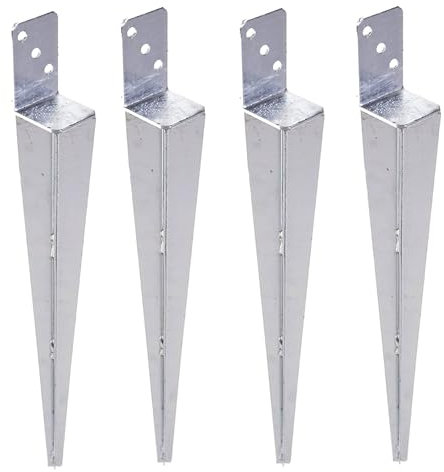 Aqbau® Lot de 4 douilles à enfoncer pour poteaux en bois - Douilles en forme de L - 60 x 600 mm