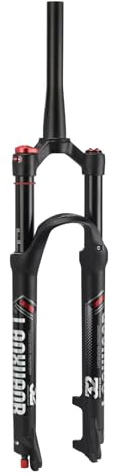 LANXUANR 26/27,5/29 Zoll Mountainbike Gabel. Rückpralleinstellung. Gerade Gabelschaft/Konisches Gabelschaft Luftfederung, 100 mm Federweg, 9 mm Achse, Scheibenbremsen