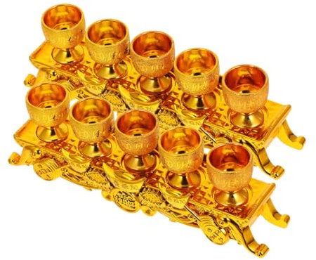 Mobestech Lot De 2 Calices À Vin Élégants En Plastique Mini-Tasse À Thé Et De Culte De Style Vintage Pour Les Offrandes Au Temple Ou À La Maison Ajoutant De L'Élégance Aux