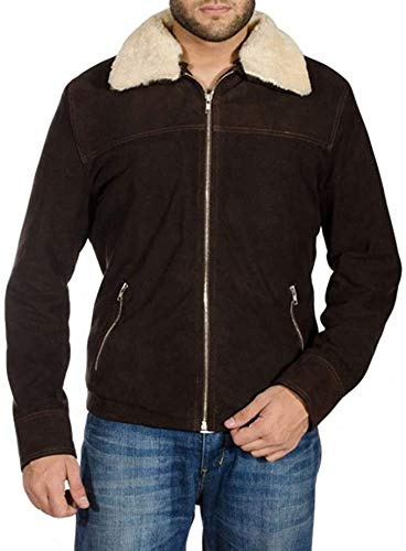 The Walking Andrew Lincoln Dead Rick Grimes Veste camionneur en daim marron, Rick Grimes Veste en daim, M