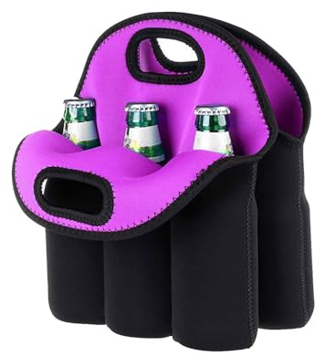 Wegiwuca Lot de 6 sacs fourre-tout isothermes pour bouteilles de bière de 330 ml avec poignée, violet