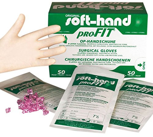 Soft-Hand 09223196 Profit Latex Handschuhe, puderfrei, Größe 7, M (100-er Pack)
