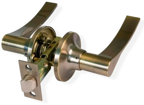 AMIG - - Ensemble de poignées de porte avec loqueteau | Rosace pour portes | Poignée idéale pour portes en bois | Zamak | Cuir | Loqueteau d'entrée de 60/70 mm | Poignée pour porte intérieure