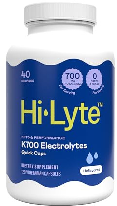 Hi-Lyte K700 Electrolytes Quick Caps – High Potassium Keto Supplement for Rapid Hydration & Muscle Recovery – Beat Keto Flu & Leg Cramps – Zero Sugar, Zero Carbs – 40 Servings