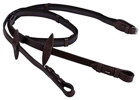 Zügel Pferd Anti-Rutschen mit Lederstegen | Fester Halt | Inkl. Lederstopper und Zaumhaken