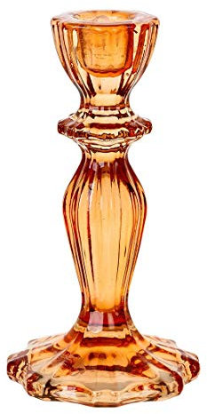 Orange Glass Candlestick Holder | Taper Candle Stand For Indoor or Outdoor, Elegant Christmas Table Decorations or Halloween Home Décor, Dinner Party, Birthday, Wedding | Made By Talking Tables