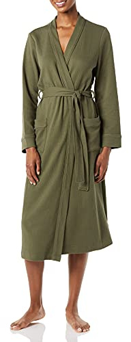Amazon Essentials Women's Lightweight Waffle Full-Length Robe (Available in Plus Size), Olive, L