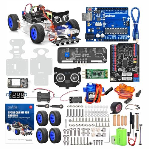 OSOYOO Robot Car V1.0, Elektronik Baukasten, Roboter Bausatz, Elektronik Baukasten Für Erwachsene, Programmable & Smart Robot Toy, Programmable Robotic Set, Electronic Kit for Arduino UNO