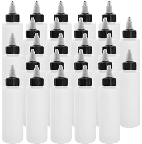 MUKLEI 20 Pack 4 Oz/120ML Plastic Squeeze Dispensing Bottles with Twist Cap, Empty Tip Nozzle Applicator, Twist Top Applicator Bottles for Acrylic Paint, Resin, Art & Craft