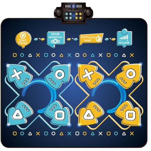 2Player Dance Mat for kids, Electronic Double Dance Mixer Rhythm Step Play Mat,Dance pad Game Toys Music for Girls Boys,Christmas/Festival/Birthday Gifts for Kids,Age 3 4 5 6 7 8 9 10 11 12+ Year Old
