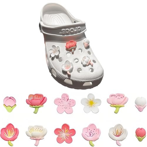 12 Stück Schuhanstecker, Schuh Charms, Sakura Zubehör, Charm für Kinder, Shoe Charm, Clog-Dekor für Mädchen Frauen Kinder