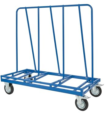 The Workplace Depot Heavy-Duty Board & Panel Trolley | 500kg Capacity Welded Steel Sheet Cart with Rubber Wheels for Plasterboard, MDF, Wallboard & Construction Materials