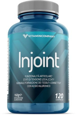 VitaminCompany - Injoint - Supporto Articolare con Glucosammina, Condroitina, MSM, Acido Ialuronico, Boswellina, Curcuma, Bromelina, Manganese e Pepe Nero, 120 Compresse