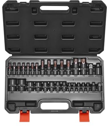 VEVOR Torx Bohrer Steckschlüsselsatz Außen-Torx-Steckschlüsselsatz, 31-teilig T8-T70 & E4-E24, S2-Legierungsstahl & Cr-V-Stahl, 1/4 & 3/8 Zoll & 1/2 Zoll Antriebe, mit Adapter & Aufbewahrungskoffer
