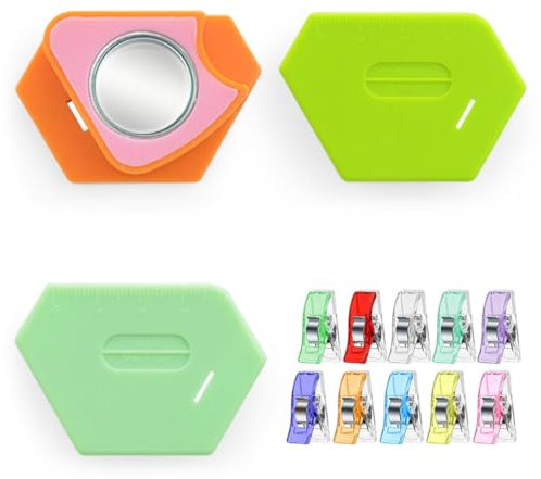 Mihutu 3 Stück Magnetische Nahtführung, Nähzubehör Für Nähmaschine mit Skala, Nähmaschinen-Multifunktions-Befestigungslehren-Werkzeug mit 10 Stück Zufällige Farbe Nähklammern Stoffklammern