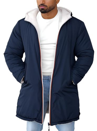 Momuk Veste Réversible à Capuche pour Homme Automne/Hiver Veste Polaire Chaude à Fermeture éclair Intégrale Vêtement d'extérieur Isolant et Coupe Vent