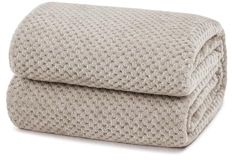 Yebeda Plaid Couverture Polaire, Jeté de Canapé en Flanelle, Camel