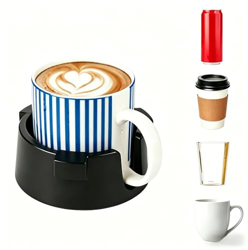 TCETCY Portavasos Adhesivo Mesa Antiderrames Sujeta Vasos Escritorio Ajustable 6,5–9 cm Cup Holder Estable para Vaso Cristal Taza Café Botella para El Hogar, Oficina Al Aire Libre Negro