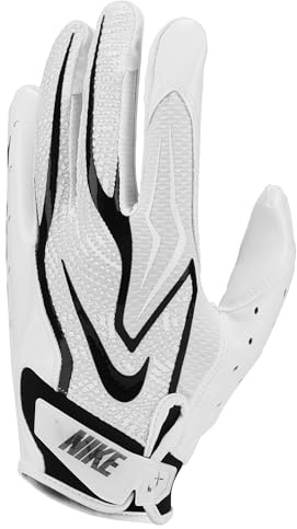 Nike Vapor Jet 9.0 Football Handschuhe – Premium American Football Receiver Gloves – Leichter Grip & Performance Passform, White/White/Black, M