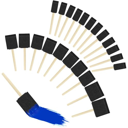 22Pcs Foam Paint Brushes, 3Size Sponge Paint Brushes with Wooden Handle | Painting Craft sponges Tools,Paints Applicator Sponge Painting Tools for Wood Danish Oil, Acrylic Paint, Varnish, Wood Stain