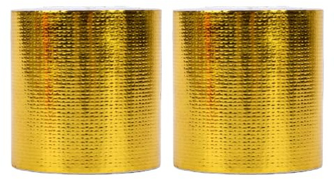 Goshyda Guld Värmeskyddstejp 2 Tum X 32,8 Fot, Värmesäker Glasfiber Aluminiumfolietejp för HVAC-kanalavgassystem, Stark Vidhäftning Högtemperaturtejp för Kabelbränsleledningsrörlindning