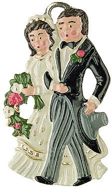 Zinnfigur Hochzeitspaar, Brautpaar, Figurine, Silberweiß, weiß, gold