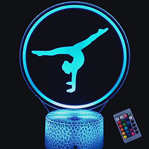 YTDZLTD Ilusión óptica 3D Gimnasia Luz de Noche 16 Colores que Cambian Control Remoto USB Poder Touch Switch Decor Lámpara LED Mesa Lámpara Niños Juguetes Cumpleaños Navidad Regalo
