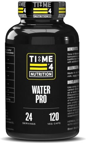 Time 4 Water Pro High Strength Water Pills, Bloating Relief and Weight Loss, Water Balance & Fluid Retention Vegan Friendly 120 Caps 7 Active Ingredients Including Dandelion Root Hawthorne & Green Tea