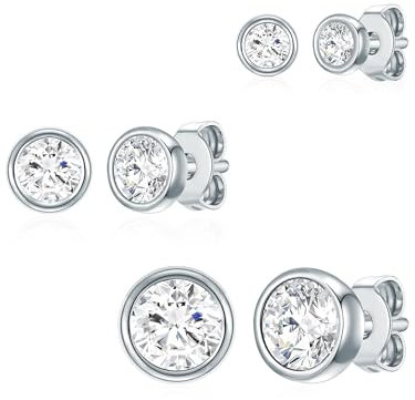 Rafaela Donata Damen Ohrstecker 3er Set 925/- Sterling Silber verziert mit Kristallen
