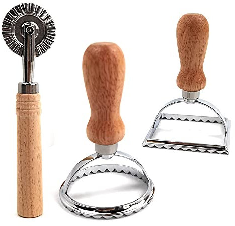 Cortadores de Raviolis，3 Pcs Corta ravioles Molde para Hacer Pasta Sellos de Ravioles con Rueda de Corte，para Hacer Raviolis,Empanadillas o Galletas