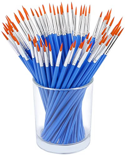 Augshy 60 Stück Runde Pinsel, Kleine Künstlerpinsel Pinsel Set für Details und Kunstmalerei
