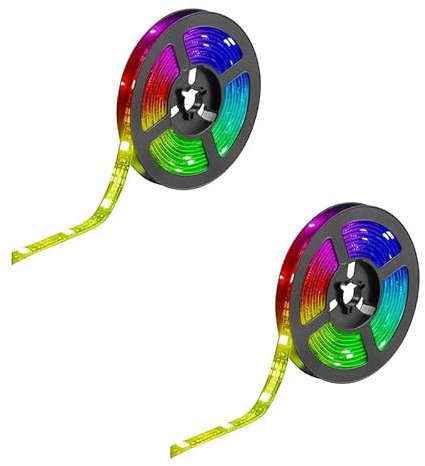 Luminea Home Control LED Stripes: 2er Set USB-RGB-LED-Streifen mit WLAN, App und Sprachsteuerung, 2 m (Stripes Alexa, Lichterketten Weihnachten, Weihnachtsbaumbeleuchtung)