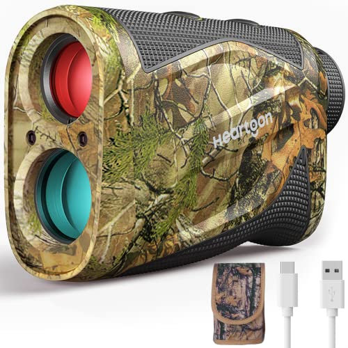 Heartgon Télémètre de chasse 1 200 m pour la chasse, grossissement 6x, balayage continu haute précision, distance, angle, vitesse, étanche, jaune camouflage