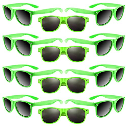 ASTARON 12 Stück Party Sonnenbrille Grün, Neon Sonnenbrille Vintage Sonnenbrillen Set Retro Lustige Party Brille für Strand Hochzeit Party Pool Party Supplies