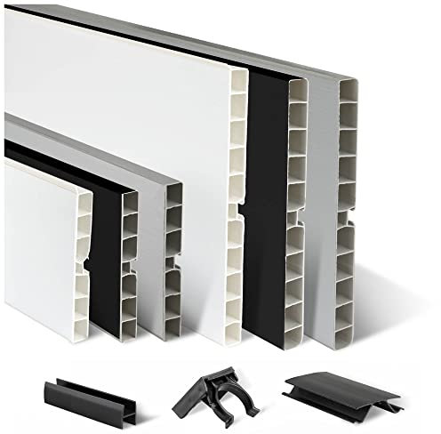 TJ Sockelleiste Küche Schwarz Hochglanz I 150 x 13 mm Länge 6 m I Küchen-Sockelblende aus PVC I pflegeleichter & langlebiger Küchensockel mit Dichtlippe I Abschlussleiste für Küchenschränke