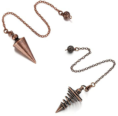 2 Pièces Pendule de Radiesthésie, Pendule Divinatoire Esoterisme, Pendule Divinatoire de Radiesthésie Cône, Pendule de Radiesthesie, pour Divination Ésotérique Plaquée Métal en Forme de Spirale