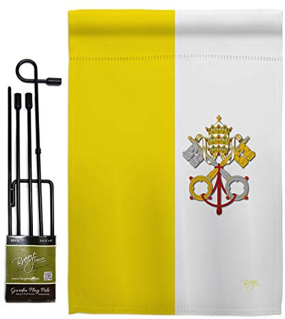 Bandiera da giardino della Città del Vaticano Set con Stand Nazione Regionale Internazionale Mondo Paese Particolare Area Decorazione della Casa Banner Piccolo 32 cm*48 cm