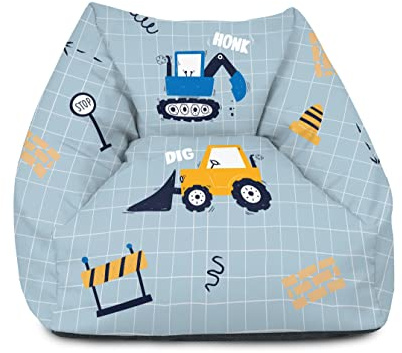rucomfy Beanbags Snuggle Kids Bean Bag Chair - Toddler Armchair Beanbag Seat - Childrens Bedroom Furniture for Boys & Girls - Arrives Filled - 50 x 60 x 60cm (Dig It, Beanbag Only)