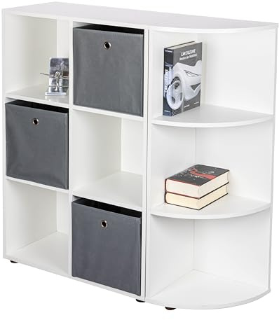 Inter Link - Eckregal - mit 3 Fächern - Standregal - Wohnzimmer - Arbeitszimmer - Schlafzimmer - Masse in cm T: 33 x B: 34,40 x H: 110 - Nuoro ER3 - Weiß