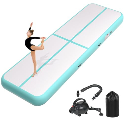KIKILIVE Inflatable Air Gymnastics Tumbling Mat 10ft, Air Tumble Track Mat 4 inches Thickness with Electric Air Pump for Home Use Outdoor Training Cheerleading Yoga Water Beach Park