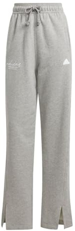 Adidas Mujer Signature Graphic Embroidery French Terry Straight Leg Pant, Medium Grey Heather, M