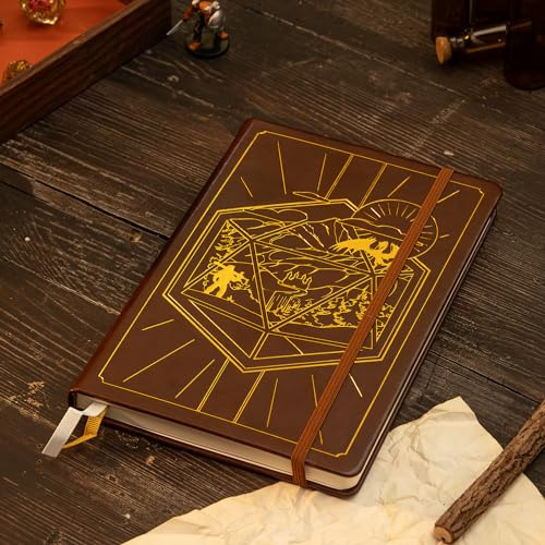 GlassStaff DnD 5e karaktär anteckningsbok journal – speldagbok – karaktärsblad – PU-läder journal dnd – Dungeons and Dragons Quest – dnd karaktärsblad (brun)