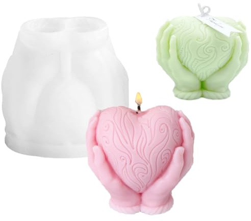 LdawyDE Stampi per Candele in Silicone, 3D A Forma di Cuore Silicone per Stampi per Candele Fai da Te Stampo per Candele Aromaterapia per Compleanno San Valentino Festa Della Mamma
