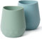 Vaso Aprendizaje Bebe Silicona, Seposeve Paquete de 2 Vaso Agua Bebe para 6-12 meses, Botella Agua Bebe 1-2 año, Tiny Open Vaso Antiderrame Bebe, con Marcas de Capacidad, Verde Azul