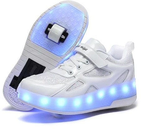 Rolltongoz Chaussure À Roulettes Pour Garçons Et Filles Basket Lumineuse, Roller Rétractable Créatif, Chaussure De Sport De Plein Air, Couleur Or
